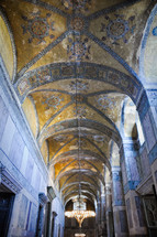 A vaulted corridor in the Hagia Sophia in Istanbul.  The Islamic art covers the Christian mosaic