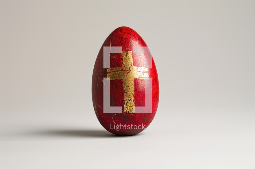 Painted easter egg with a golden cross