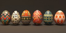 Decorated easter eggs on a dark background