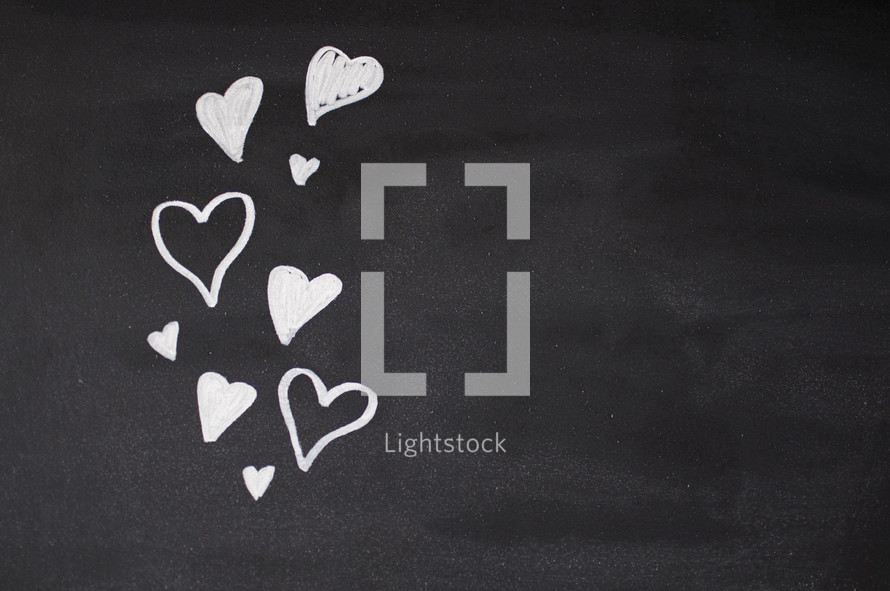 hearts on a chalkboard 
