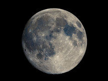 Full moon seen with an astronomical telescope