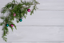 pine branch with ornaments 