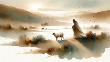 Parable of the Lost Sheep. 19th Parable of Jesus Christ. Watercolor Biblical Illustration