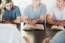 men's group in discussion at a Bible study 