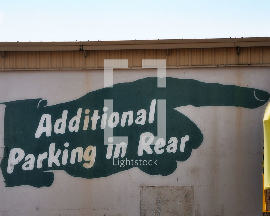Additional Parking in Rear sign