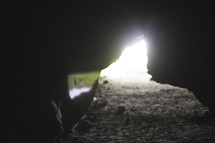 light at the mouth of a cave 