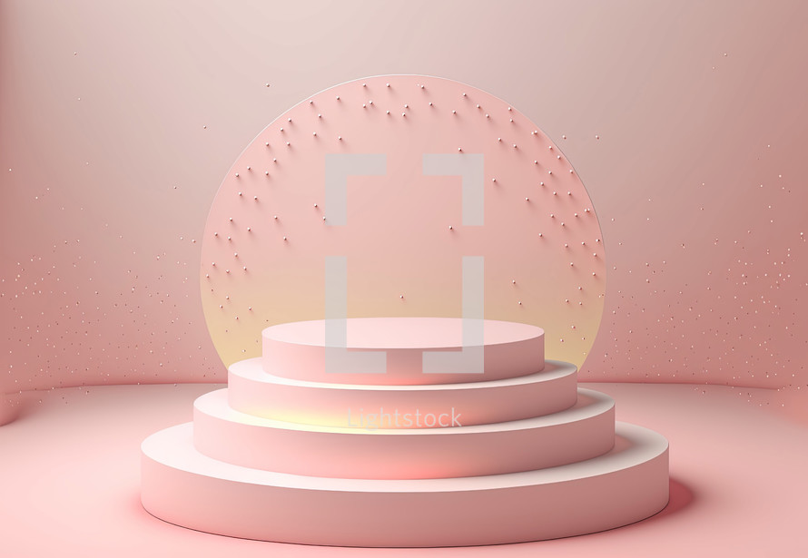 pink abstract 3d podium illustration with pedestal for displaying products