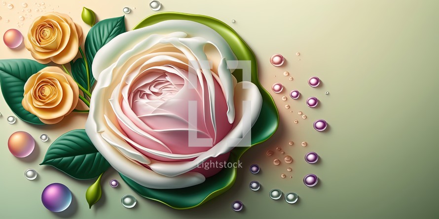 3D Illustration of Rose Flower Blooming