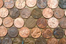 pennies lying on a table