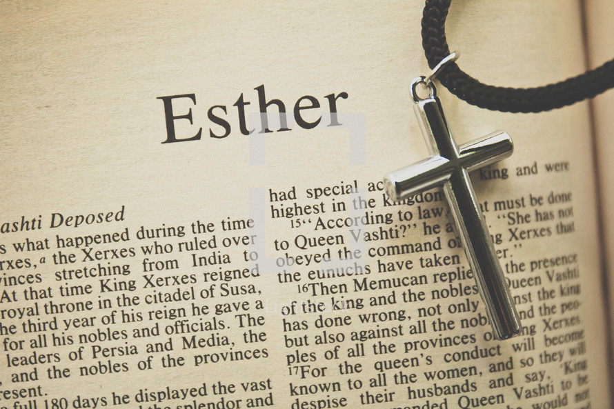 Esther and a cross necklace 