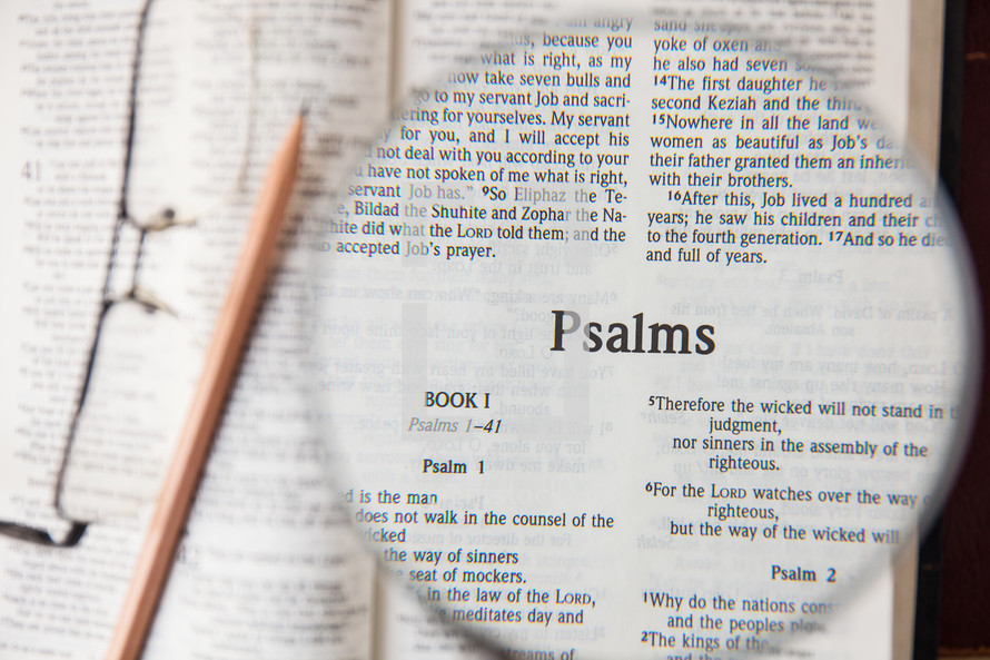 magnifying glass over Psalms 