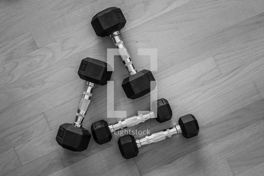 Dumbbells on the ground