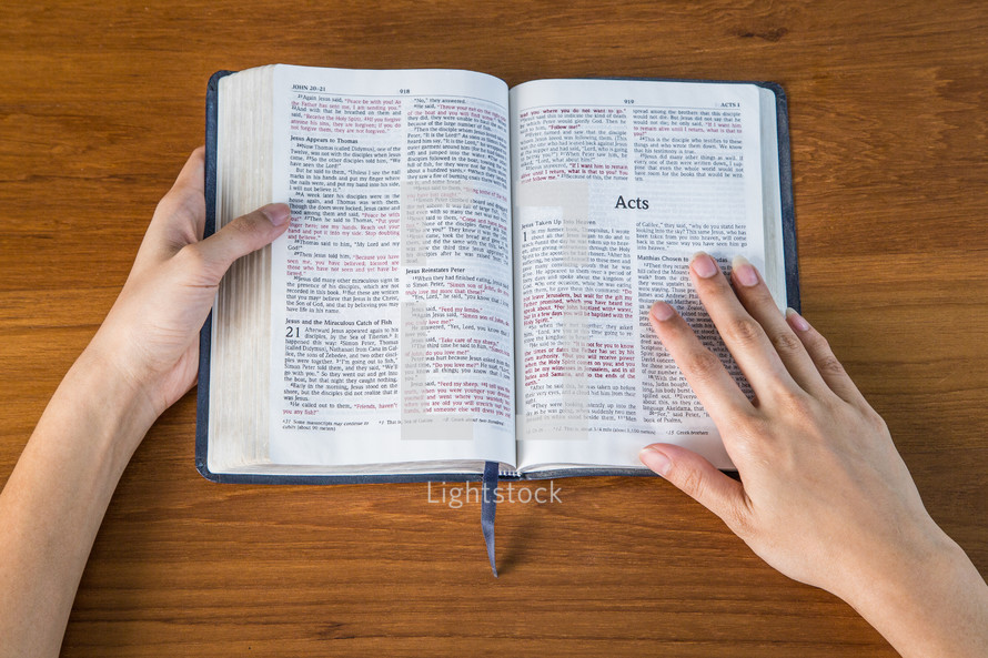 a man reading Acts in the Bible 
