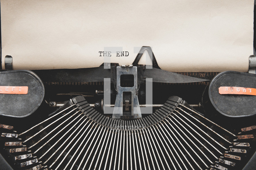 The End on a vintage typewriter 