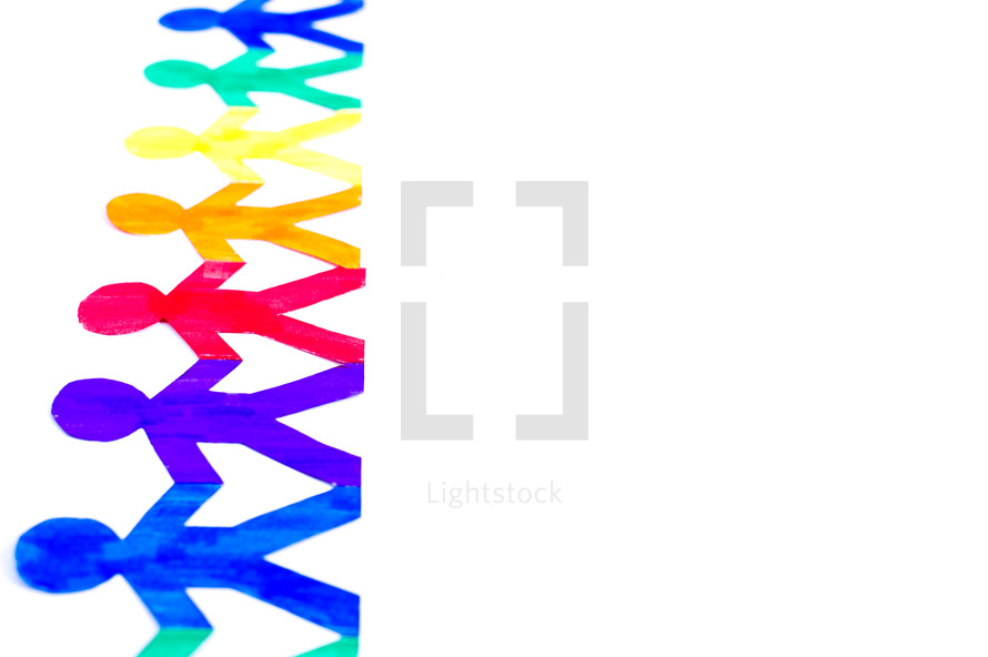 rainbow of linked paper dolls 