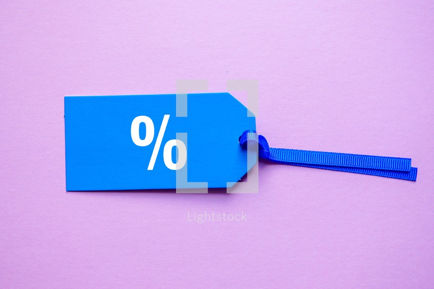 percentage sing on the blue price tag
