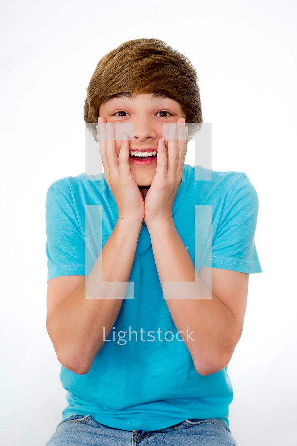 surprised teen boy