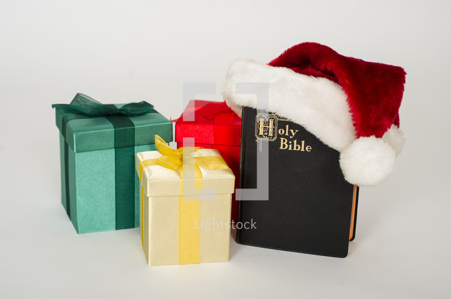 packages and a Bible as a gift