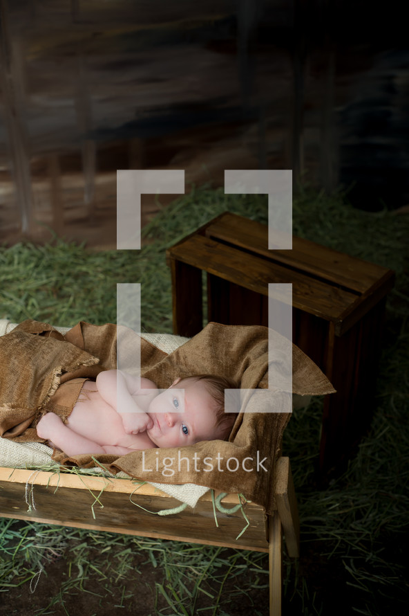 baby Jesus lying in a manger