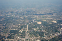 aerial view from an airplane 