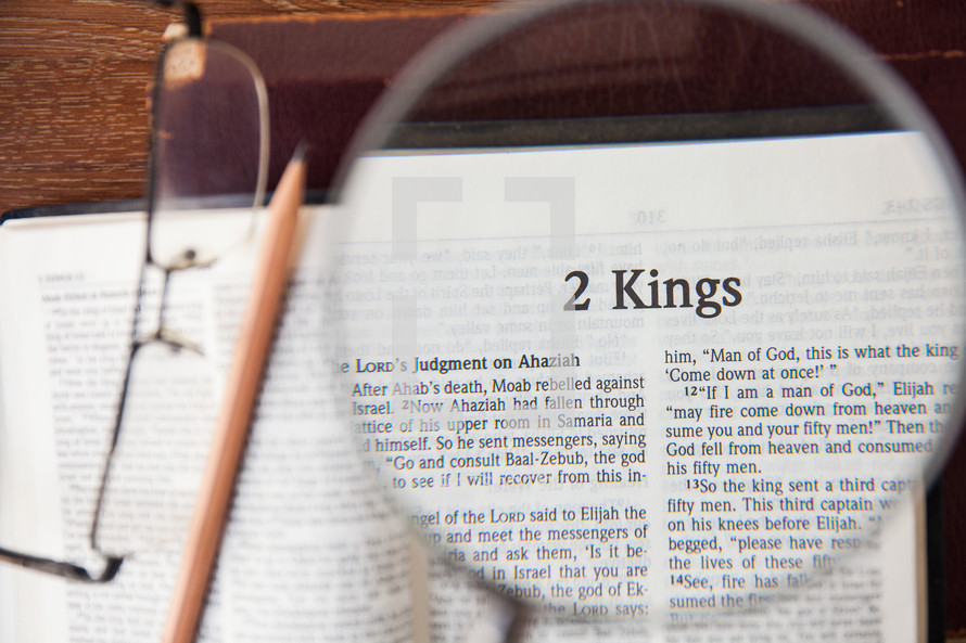 magnifying glass over 2 Kings 