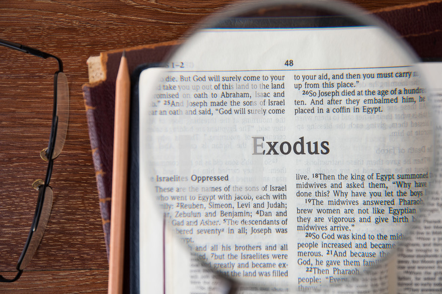 magnifying glass over Exodus 