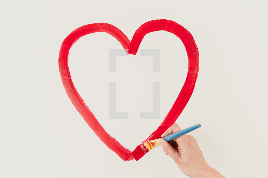 painting red heart 