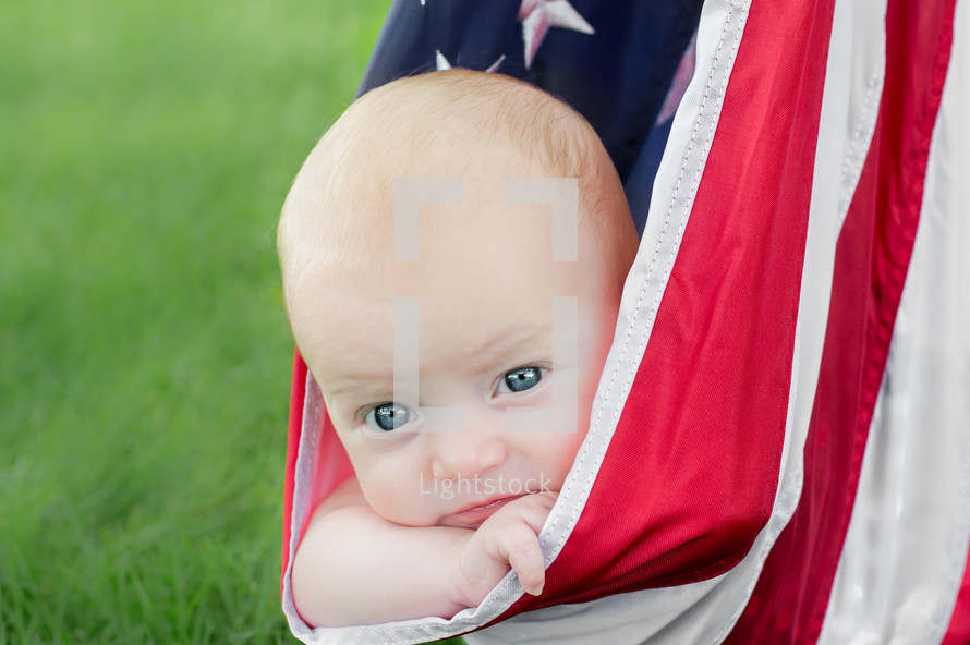 infant in an American flag 
