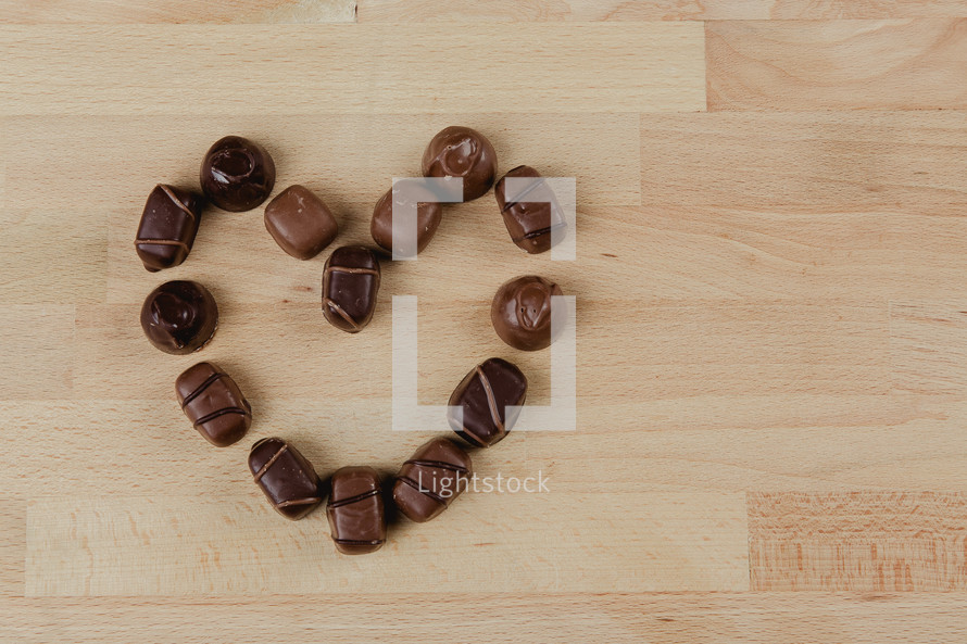 chocolate candies in the shape of a heart 