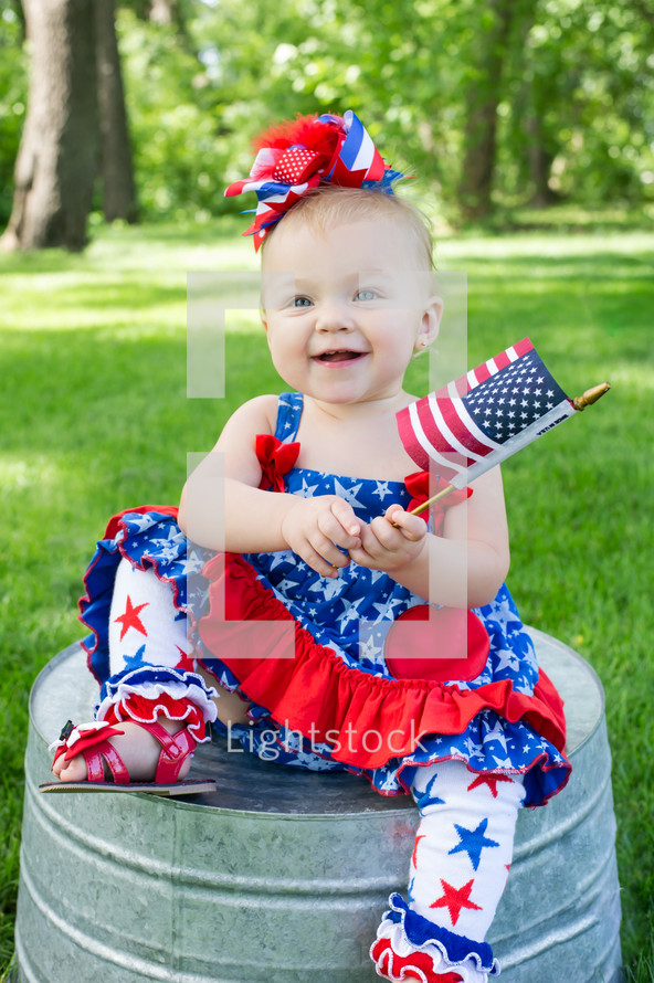 patriotic toddler girl for Independence day 