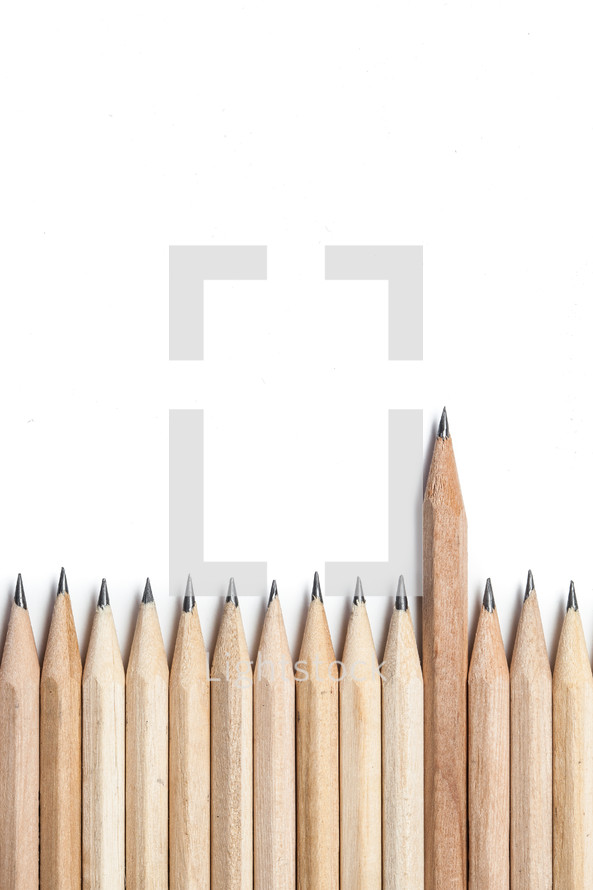 row of sharpened pencils 