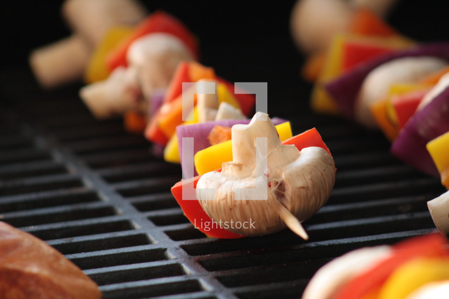 shish kabobs on a grill 