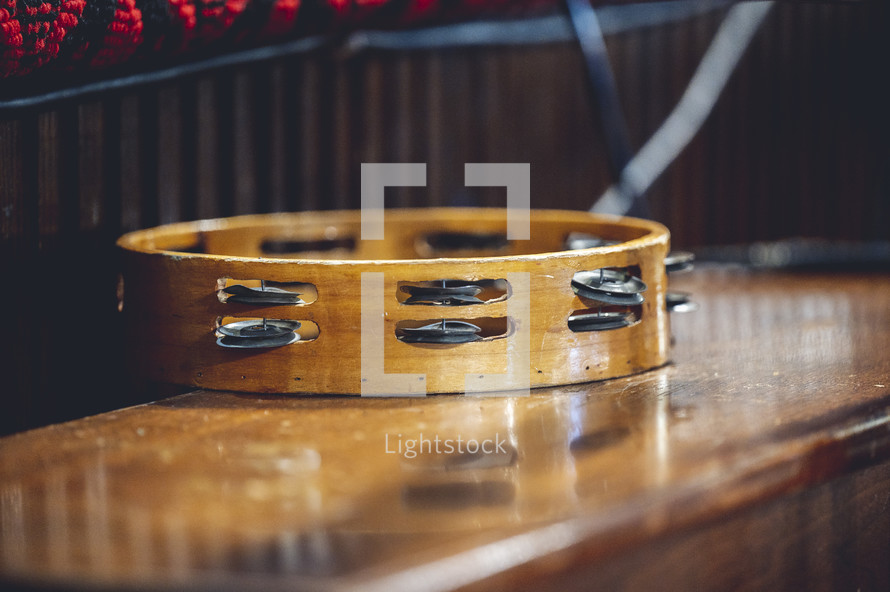 tambourine on a table 