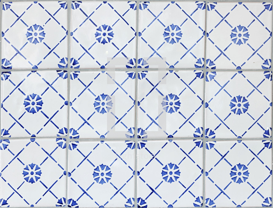 Tile texture background with blue majolica