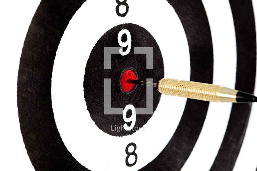 dart on the center of the target.