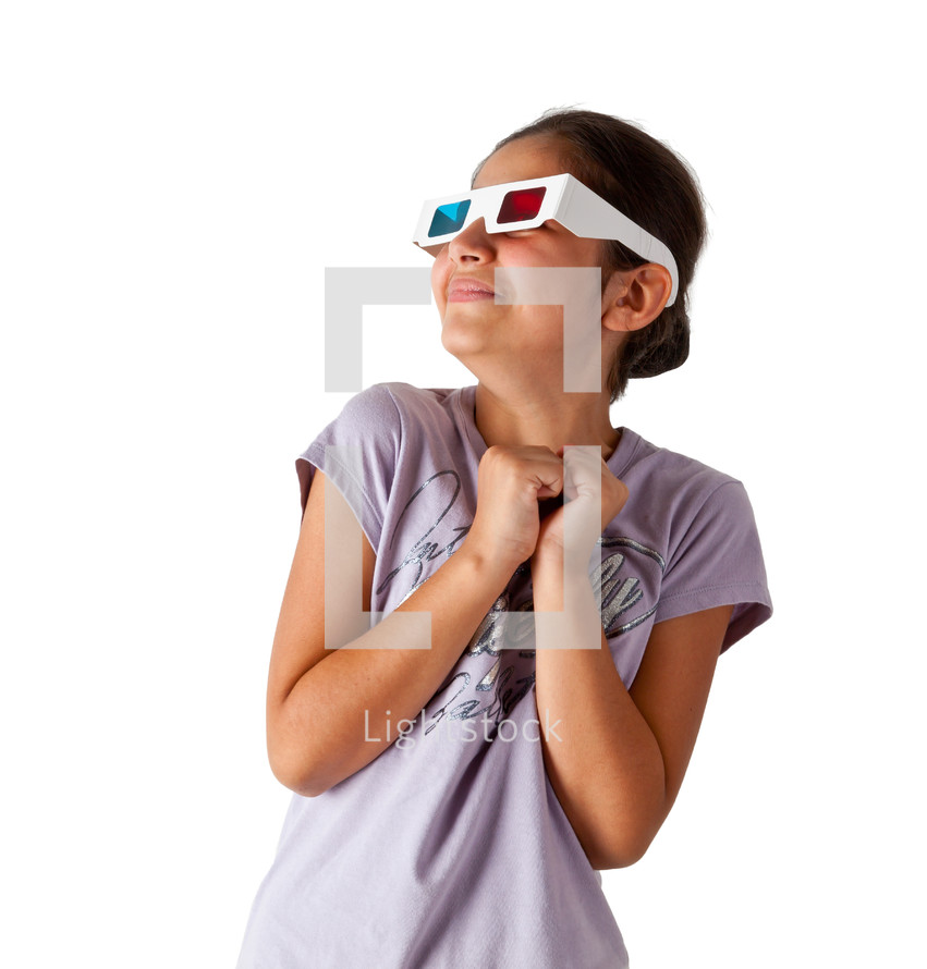 Young Caucasian teen with glasses 3d on white background