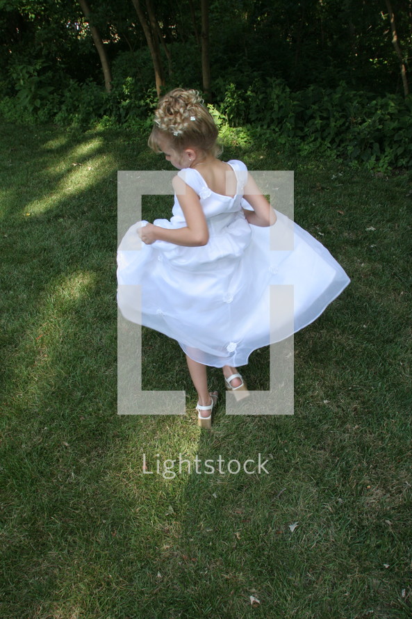 Girl wearing a white dress