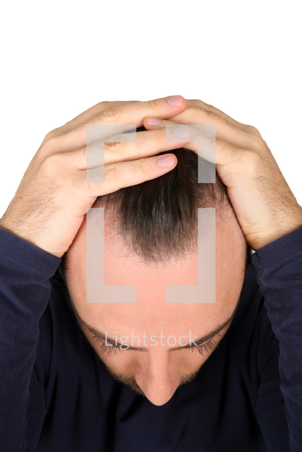 Caucasian young man controls hair loss