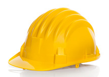 Yellow Construction Helmet Isolated On White Background.