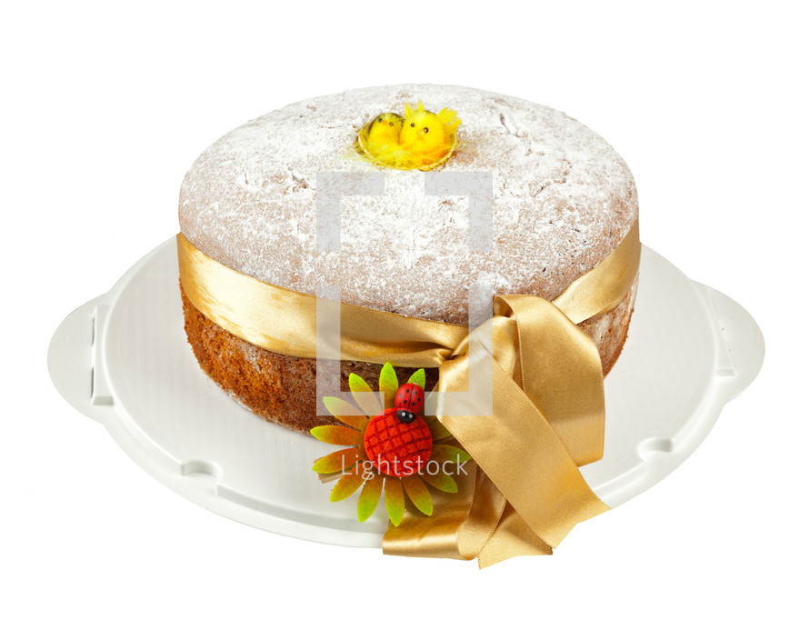 Freshly baked chiffon cake on white background