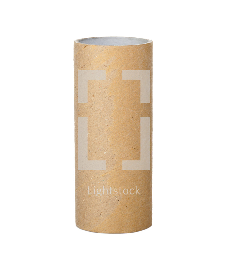paper tube of toilet paper isolated on white background