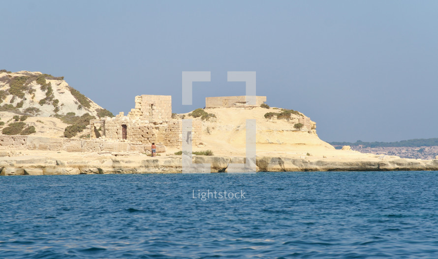 Coastline with generic rock, Gozo, Malta