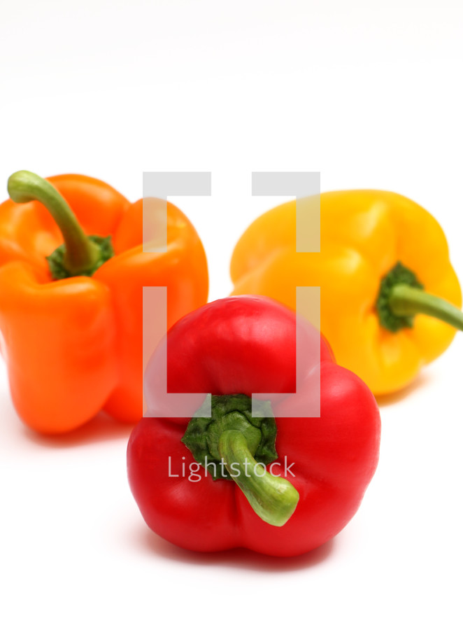 red, yellow, and orange, bell peppers 