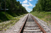 train tracks in summer 