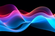 Elegant abstract waves with glowing edges on a dark background