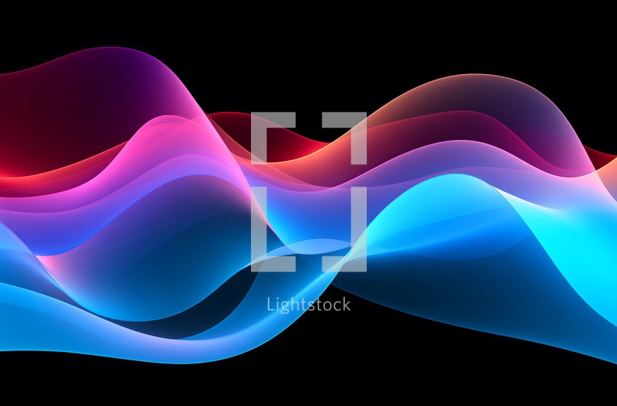Elegant abstract waves with glowing edges on a dark background