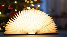 Magic storybook under Christmas tree