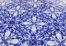 Tile texture background with blue majolica.
