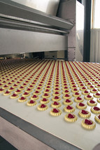 Production cookies in factory on conveyor