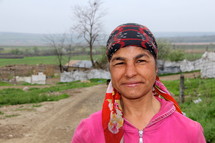 Face of a Gypsey woman in Romania